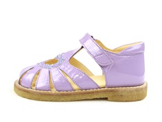Angulus lilac confetti sandal with heart, glitter, and lacquer